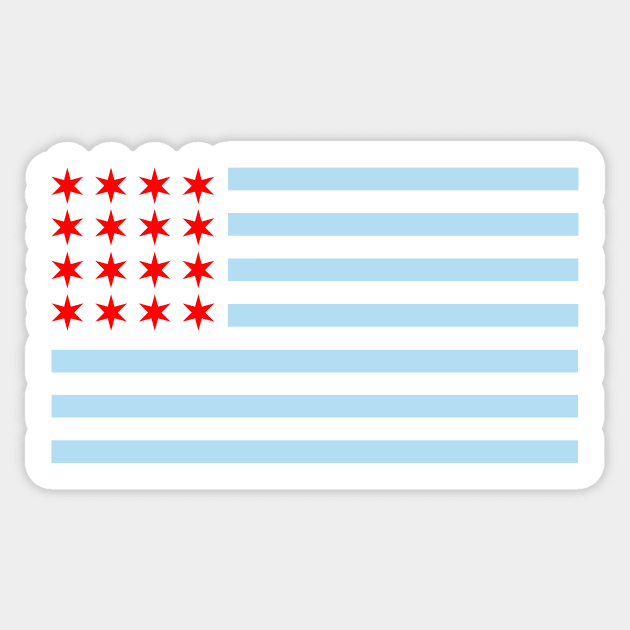 Chicago American Flag with Stars & Stripes Sticker by GreatLakesLocals